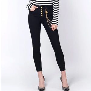 Veronica Beard Black Denim w/Gold Chains